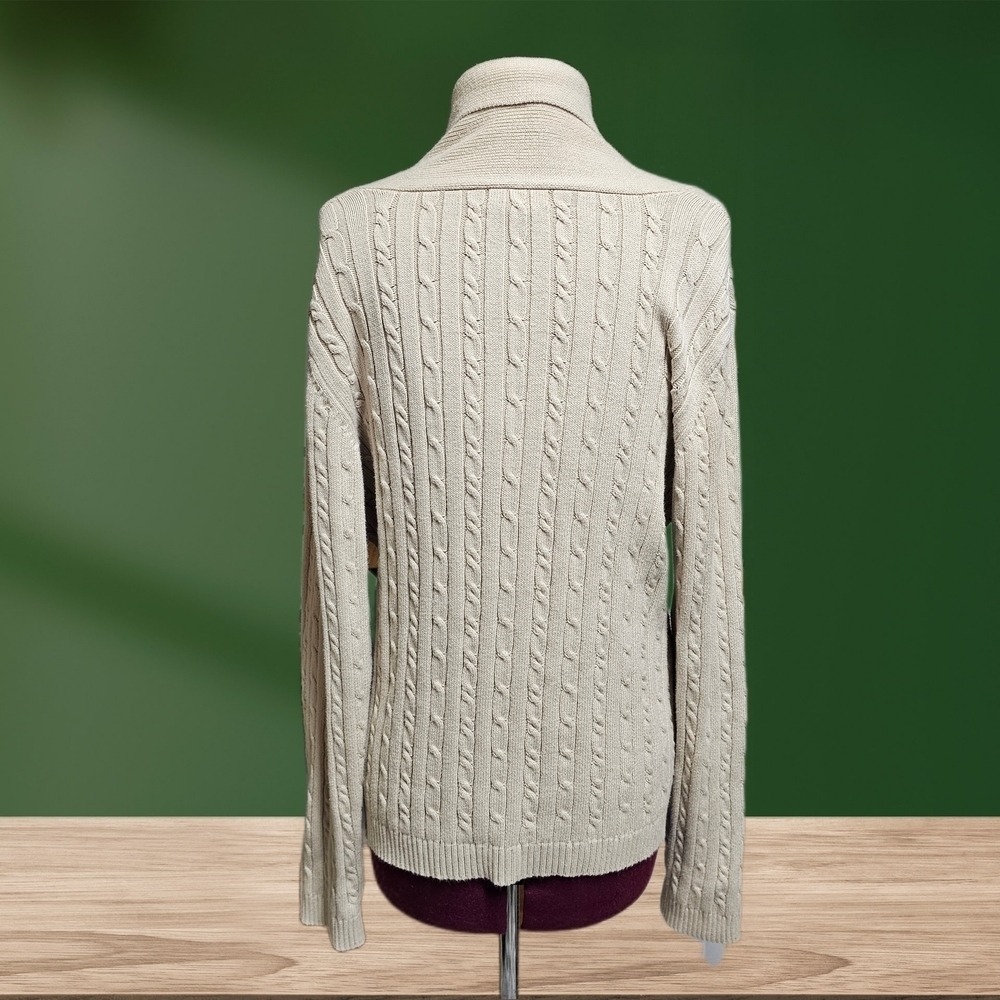 Charter Club Shawl Collar Cable Knit Pullover Sweater Beige Long Sleeve Cotton - Picture 6 of 14